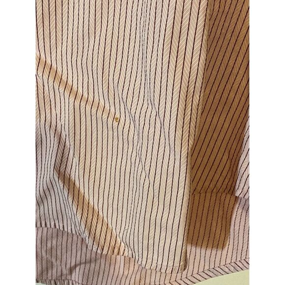 Zara Man US 17 Dress Shirt Mens Button Down Long Sleeve Collar Pink Red Stripe - Picture 8 of 13